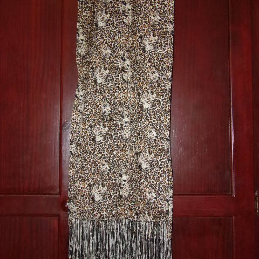 Leopard Fringe Scarf 10x60